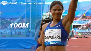 Blessing Okagbare powers to a 100m sprint victory in Rabat - IAAF Diamond League 2019