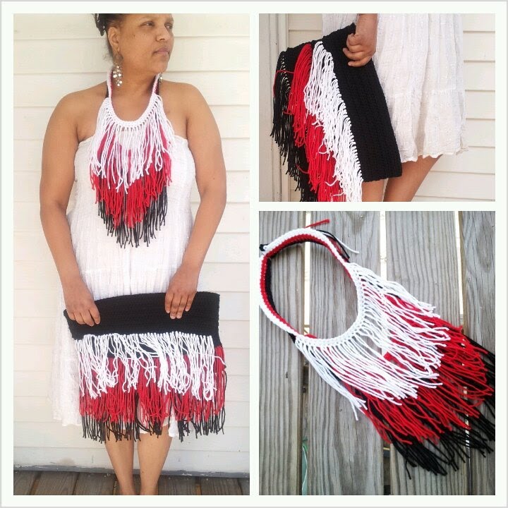 Crocheted Bohemian Fringe Necklaces by Black Pearl Creations