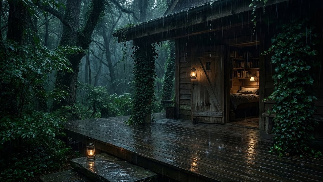 Escape Stress: Rain Piano for Sleep, Secluded Forest Hut, Mental Clarity 🌳
