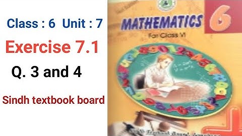 #Maths | Class : 6 | Unit No : 7 |Exercise : 7.1 Q 3 and 4  |STBB|