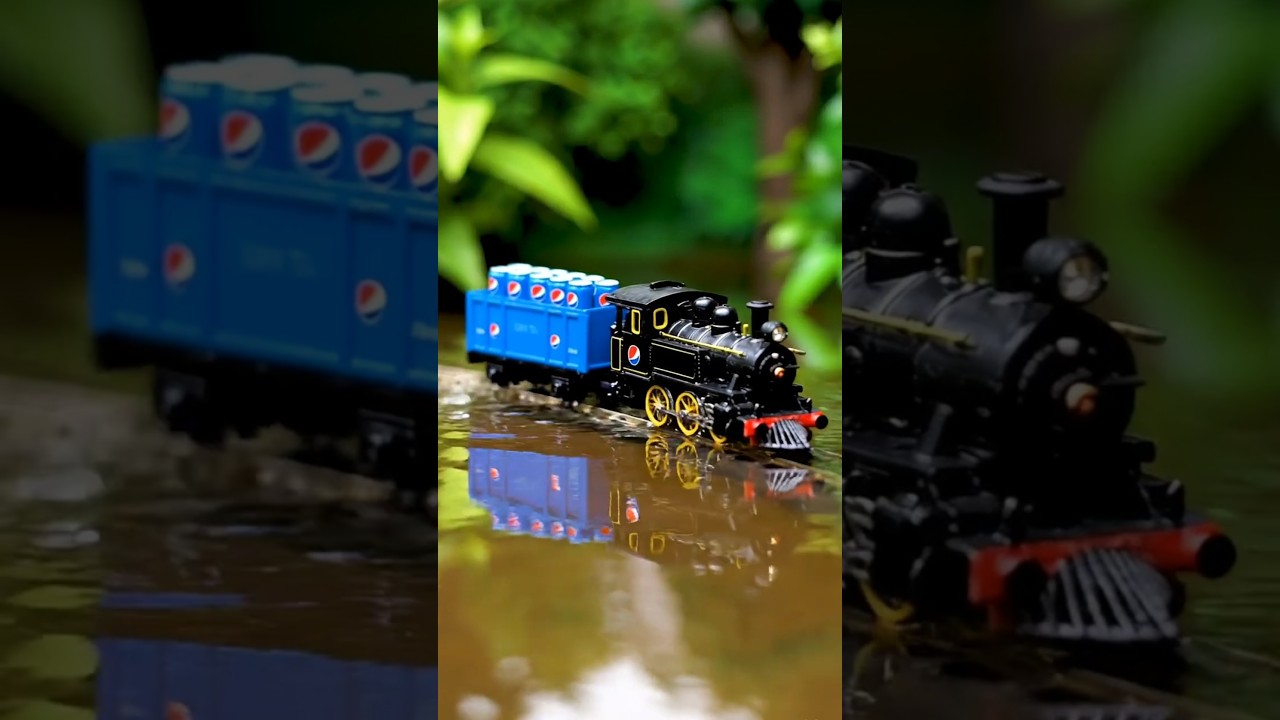 SPECIAL DELIVERY! 🥤 Steam Train Hauling PEPSI Through Flood (Satisfying Reflection)
