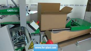 Line with box former, taping machine and extendable roller conveyor - Ferplast