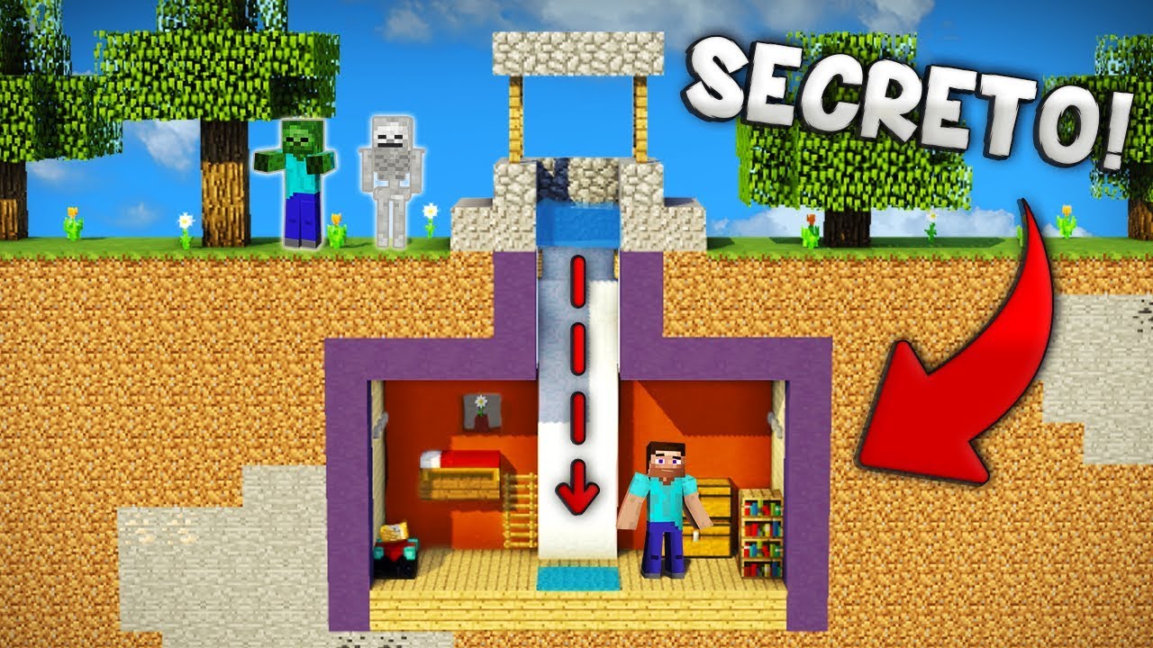 MINECRAFT: COMO HACER UNA CASA/BASE SECRETA DEBAJO DE UN POZO DE ALDEA! |  100% INDETECTABLE - YouTube