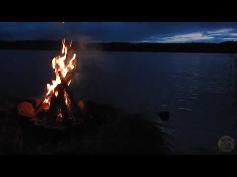 Пение сверчков, костер, лесное озеро, звуки природы для сна.