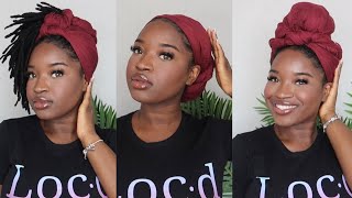 4 QUICK & EASY HEADWRAP STYLES FOR LOCS and LOOSE NATURAL HAIR | #KUWC