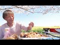 桜の下で「お造りとイカ焼き」漁師家族の素敵なお花見