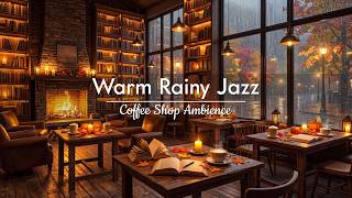Autumn Rain Through the Window 🌧️ Soft Jazz Piano & Cozy Coffee Shop Ambience for Stress Relief screenshot 4