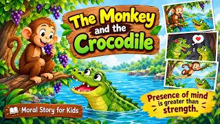 The Monkey and the Crocodile | Moral Story for Kids | Clever Monkey Story