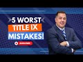 In this video we discuss what a Title IX school disciplinary case is, as well as, the 5 Worst Mistakes you can make if you are ever charged with a Title IX violation. If you are a high school or college student or faculty or staff at either a K-12 School or College or University, you are going to want to watch this video.