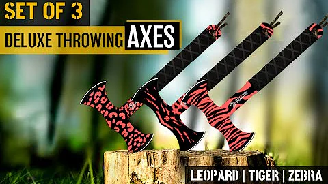 NedFoss Throwing Axes, Deluxe Double Bit Hatchet Throwing Axe Set - Animal Series
