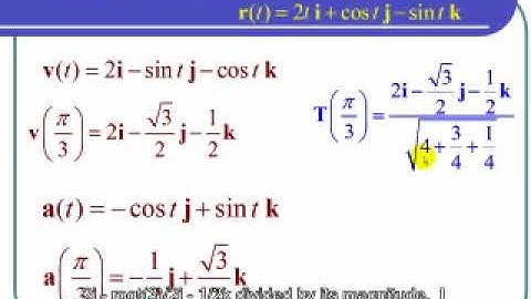 Unit Tangent and Normal Vectors and Acceleration Components