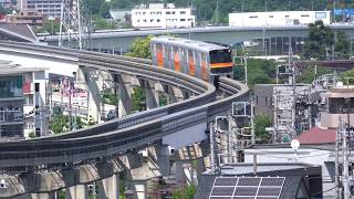 多摩モノレールを駅、軌道沿いから撮る[高幡不動駅～万願寺駅]