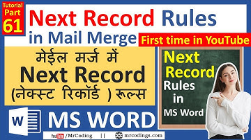 MS-Word-61-Next Record Rules in Mail Merge | Multiple Record In Single Page | MS Word-Hindi Tutorial