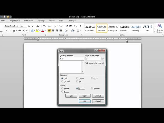 How To Create A Dot Leader Line In Microsoft Word 2010 