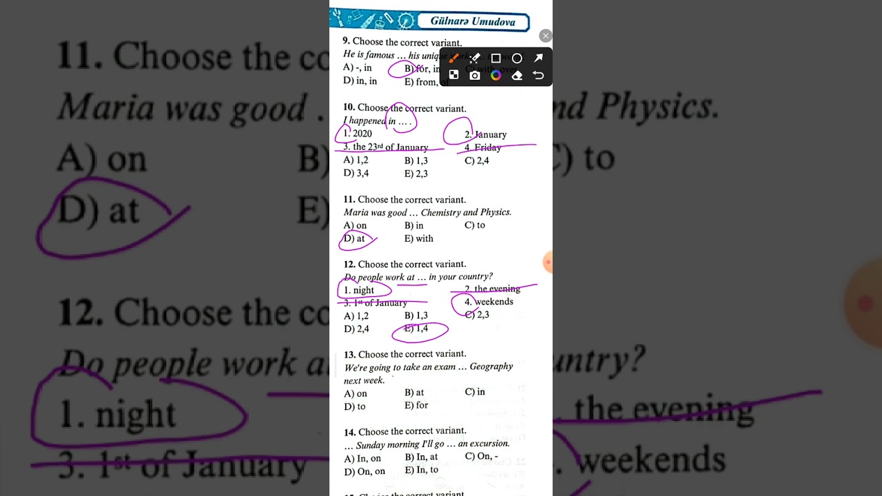 Preposition quiz 2 test izahı Gülnarə Umudova