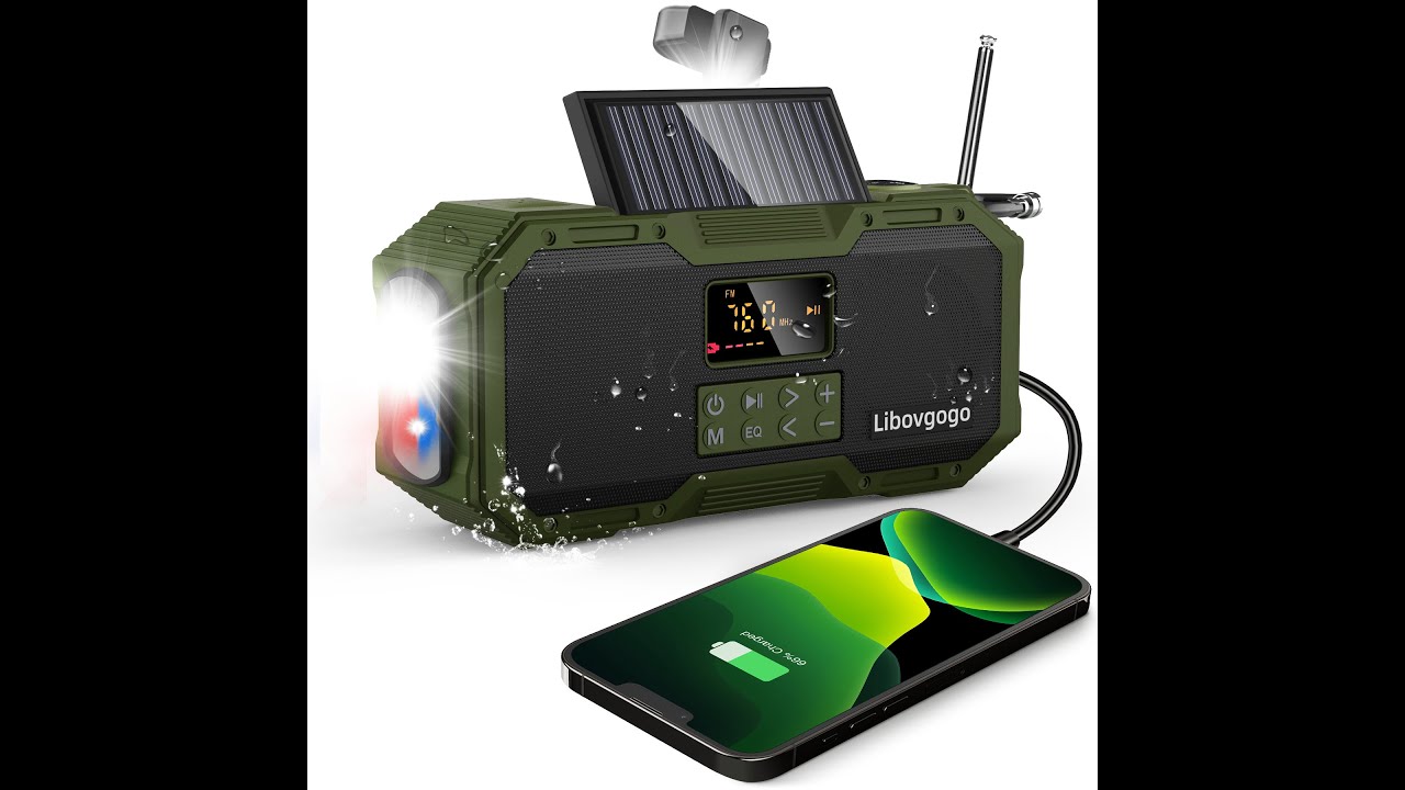 libovgogo best 2022 hand crank radio with bluetooth speaker