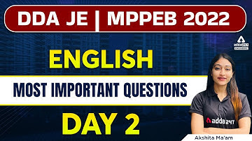 DDA JE/MP SUB Engineer 2022 | English | Most Important Questions #2 | By Akshita Ma