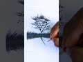 Como dibujar un arbol frente a la luna || Paisaje a lapiz || #shorts