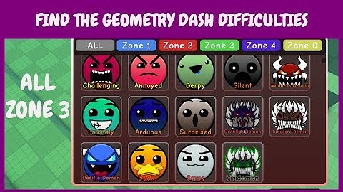 ALL Find the Geometry Dash DIFFICULTIES ZONE 3 [OUTDATED, NEW Guide in PINNED COMMENT ] ROBLOX