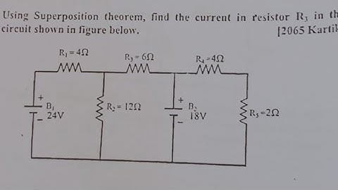 Using superposition theorem, find the current in resistor R3 in the circuit shown in figure below