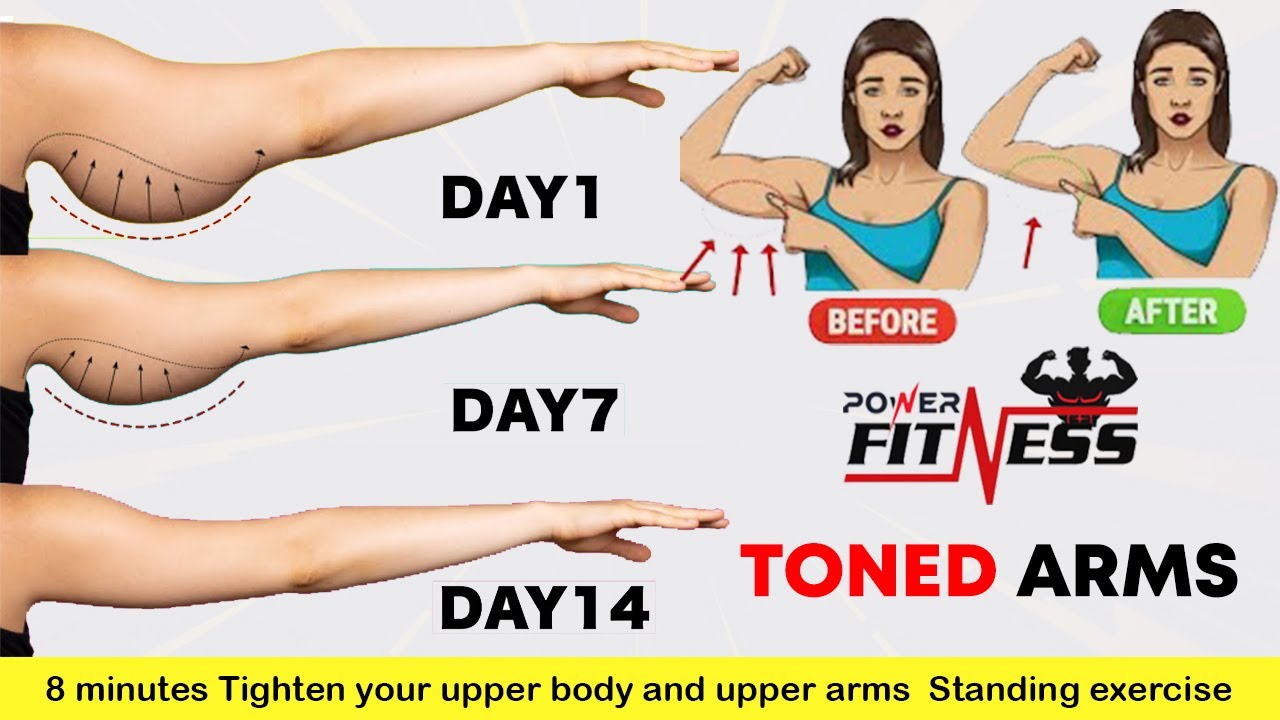 8 minutes Tighten your upper body and upper arms 🔥 Standing exercise By ...