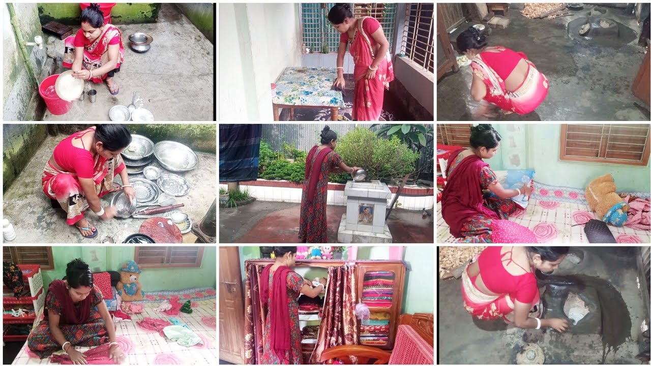 সকালে ঘুম থেকে ওঠে বাসি কাজ সেরে স্নান সেরে লক্ষীবারে মা লক্ষ্মীর পূজা করে ঘর গুছিয়ে নিলাম