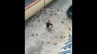 DIY easy and cheap: geodesic dome V2 in #bamboo  with #polyethilene #joints & 