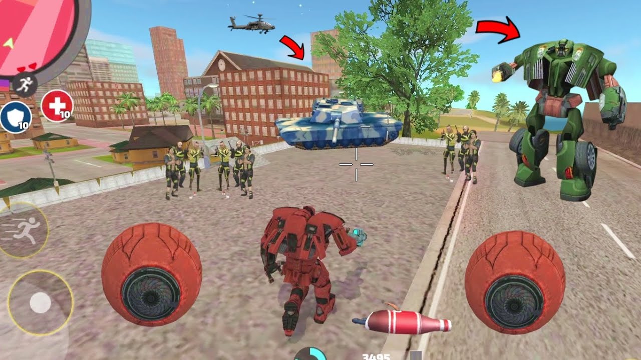 Rope Hero Vice Town - (Transformer Robot Ball Fight Policeman) robot ball going round and round - HD