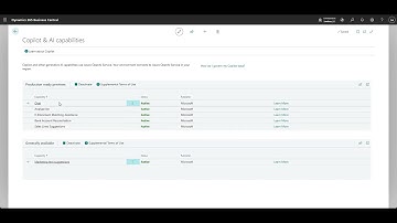 Copilot & AI Capabilities Page in Business Central