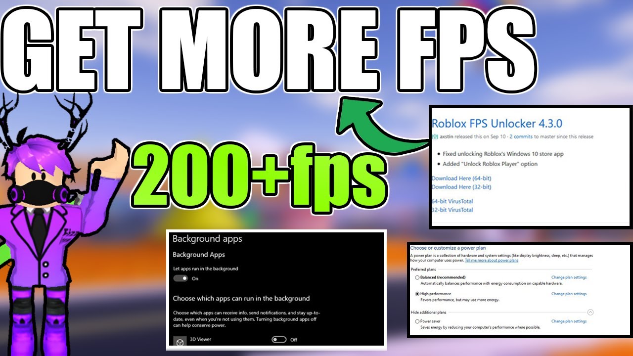 How To Get More Fps And Reduce Lag In Roblox By Changing This Settings In Your Pc Get 200 Fps Youtube - roblox player 64 bit download