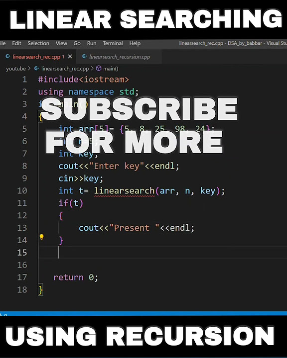 Linear searching using Recursion #programming #shorts #coding #tutorial ...