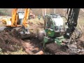 John Deere 1070E rescue with excavator