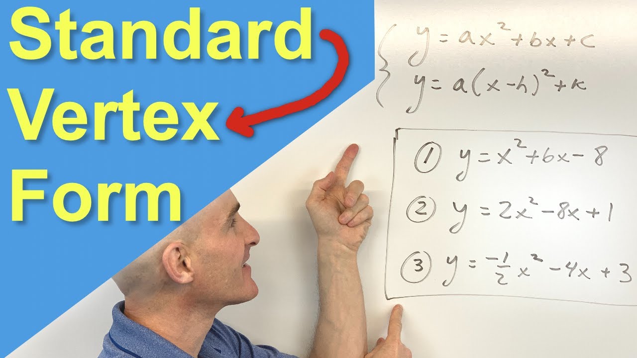 Converting A Quadratic Function From Standard Form To Vertex Form Completing The Square Youtube
