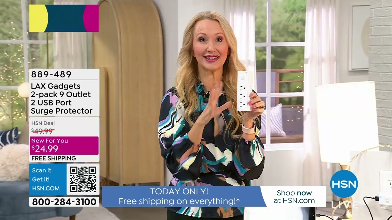 LAX Gadgets 2pack 9 Outlet 2 USB Port Swivel Surge Prote...