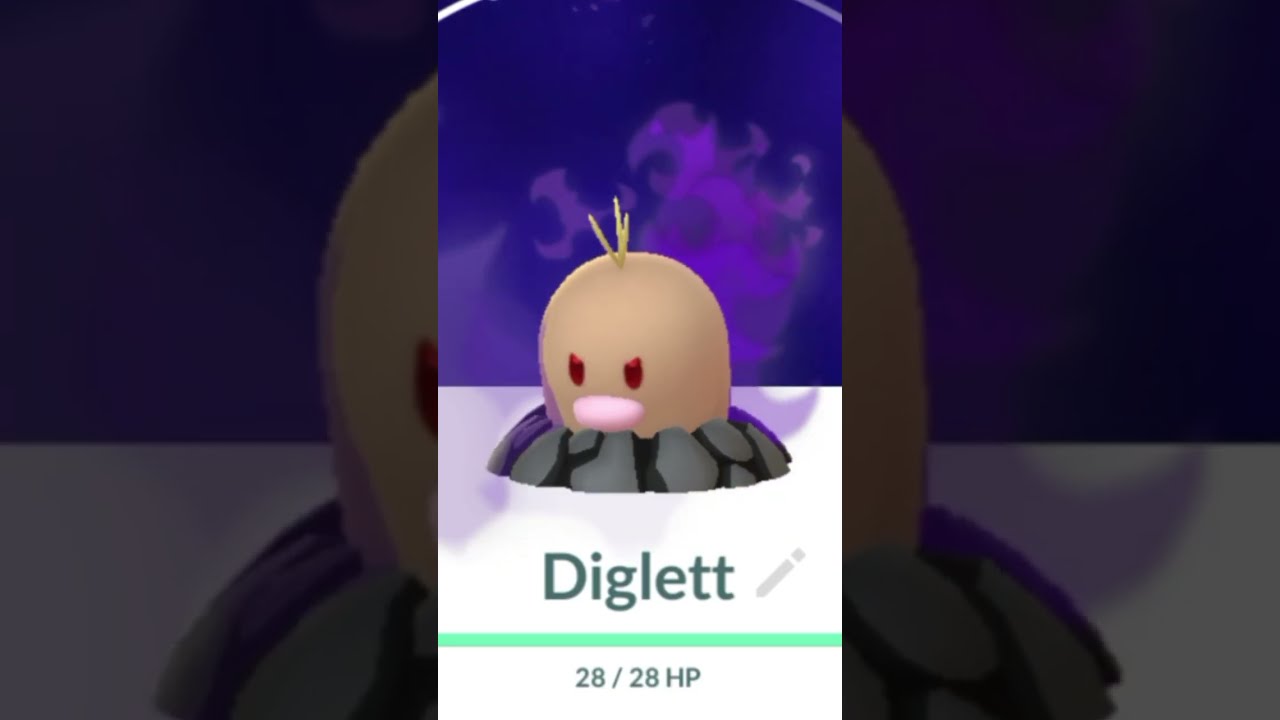 Evolution of shadow alolan Diglett into Dugtrio in Pokemon Go 