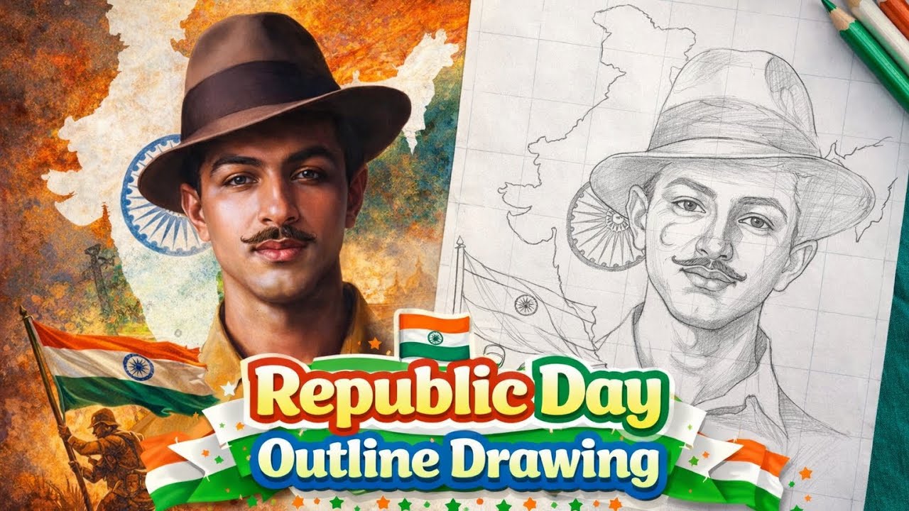 Tutorial Republic Republic Day Outline Drawing Step By Step Full Video Tutorial..🇮🇳🎨 ️ ...