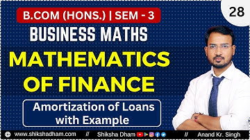 Amortization of loans | Mathematics of finance | Part 28 | Business maths for bcom | By Anand Sir