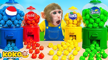 Monkey Koko And Magic Popcorn Vending Machine - What’s Inside Machines? | KUDO KOKO CHANNEL