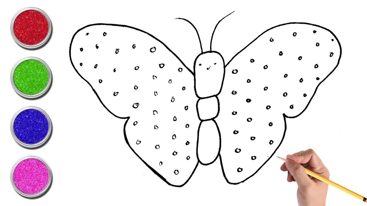 Beautiful Butterfly drawing and painting and colouring for kids, DIY