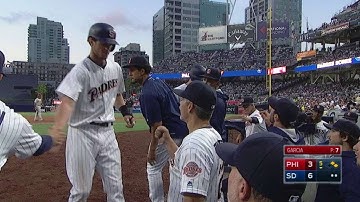 PHI@SD: Schimpf plates Myers with a sacrifice fly