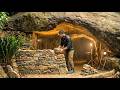 Alone in the Wild: Building a Survival Shelter Under a Massive Rock