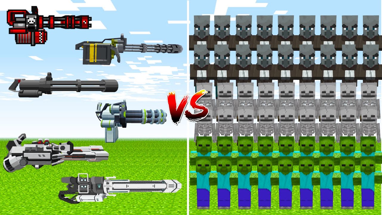What TaCZ Minigun Can Defeat The Most All Mobs Army in Minecraft?