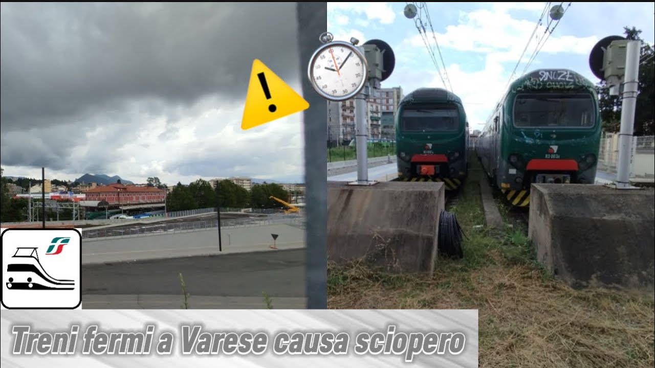 🚉❌ Tanti TSR fermi in STAZIONE a VARESE e ANNUNCI di treni CANCELLATI a causa dello SCIOPERO