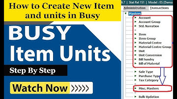 How to create New items in Busy | Busy me units kaise Create kare