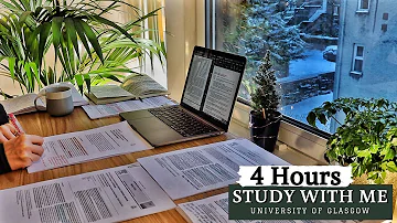 4 HOUR STUDY WITH ME on a SNOWY Day | Background noise, 10-min break, No Music, Study with Merve