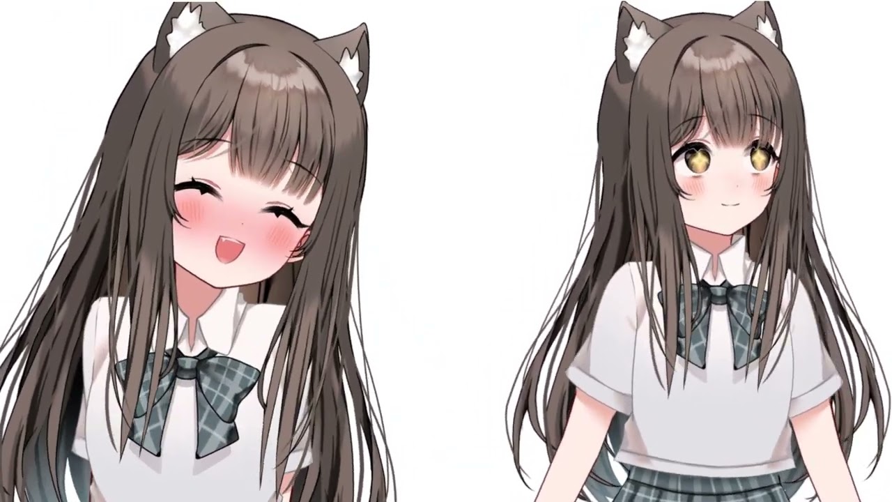 汎用モデル】茶猫みみの女の子【カラーカスタマイズ/差分7種】 - ぷわ