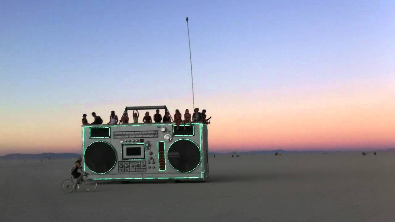 The coolest art car on the Playa ' The BoomBox' Burning Man 2011 YouTube