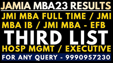 JAMIA RESULTS 2023-24 | THIRD LIST | ALL INFO | MBA FULL TIME | IB & EFB |  MBA HOSP MGMT| EXECUTIVE