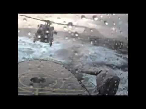 Helicopter braves extreme North Sea conditions to land on moving ship | Latest News