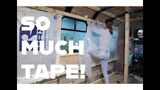 The Road to Spray Foam Pt 2Final Furring Strips, Window Removal, and Plastic Draping!Skoolie Ep.33